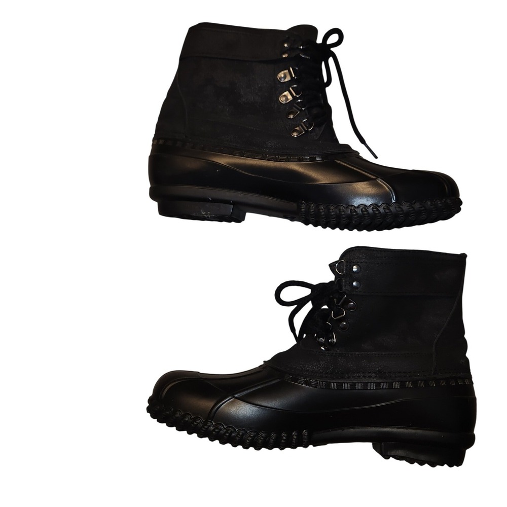 Black‎ Ankle Duck Boots Lace Up Waterproof Rain Snow Shoes Womens 10W Wide